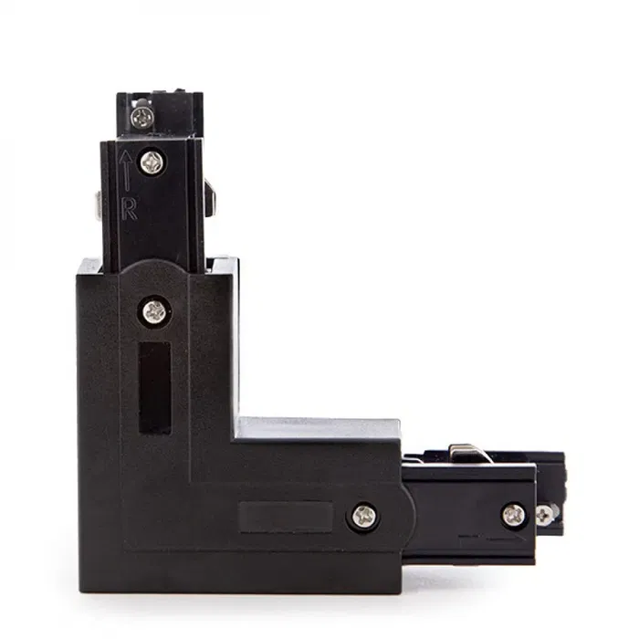 Connecteur L pour rail triphasique noir