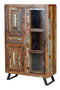 GINER Y COLOMER Vitrina Buffet en Bois de Mango Recyclé avec Pieds en Métal Multicolore 3 Portes 1 Tiroir 140x90x38 cm