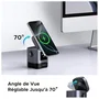 Ugreen Robot Qi2 Station de charge sans fil 2 en 1 Noir - Recharge rapide pour iPhone MagSafe et autre appareil, support intégré