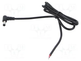 POS Câble d'alimentation DC ovale 2x0,5mm² noir 1,5m avec prise DC 5,5/2,1 angulaire