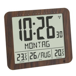 TFA 60.4518.08 Horloge radio-pilotée avec température intérieure/extérieure et aspect bois