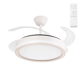 Ventilateur Bandido DC 59W Blanc 4 Aspas 107d Fonction Été-Hiver, 3 Températures de Lumière, Télécommande et Minuteur