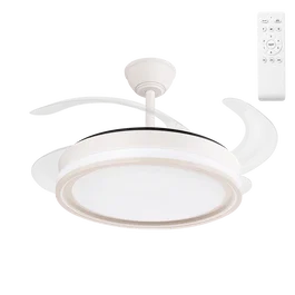 Ventilateur Bandido DC 59W Blanc 4 Aspas 107d Fonction Été-Hiver, 3 Températures de Lumière, Télécommande et Minuteur