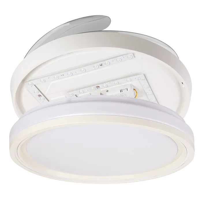 Ventilateur Bandido DC 59W Blanc 4 Aspas 107d Fonction Été-Hiver, 3 Températures de Lumière, Télécommande et Minuteur