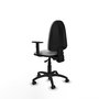 Chaise de bureau Aýna avec mécanisme Asincro, revêtement en simili cuir gris clair. Équipée d'une base en polyamide noir, d'accoudoirs 1D et de roulettes pour parquet