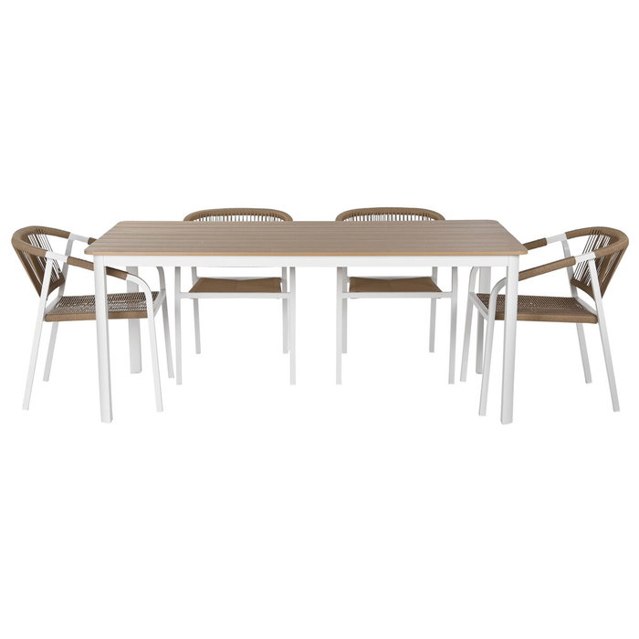 Ensemble Table + 6 Chaises Home ESPRIT Blanc Naturel 180 x 90 x 75 cm