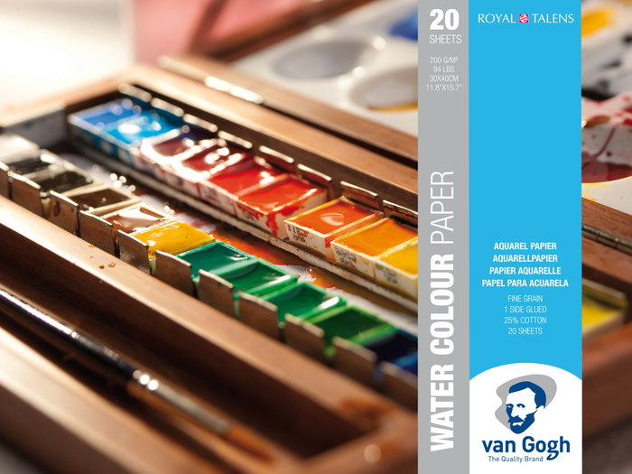 Van Gogh Papier aquarelle 30 x 40 cm, 20 feuilles, 200g Van Gogh Papier aquarelle 30 x 40 cm, 20 feuilles, 200g