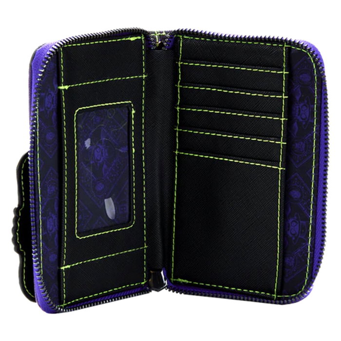 Loungefly Portefeuille à Fermeture Éclair Disney Princesse et la Grenouille Docteur Facilier avec Détails Qui Brillent dans le Noir Cuir Végétalien