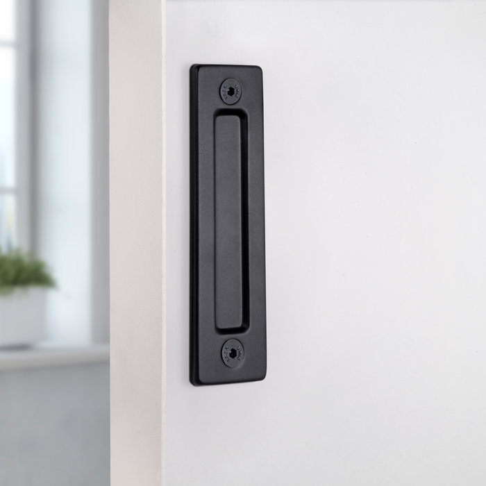 Emuca Poignée pour portes coulissantes en bois Pasadena, Longueur 240 mm, entraxe 180 mm, Acier, Noir texturé