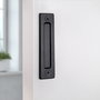 Emuca Poignée pour portes coulissantes en bois Pasadena, Longueur 240 mm, entraxe 180 mm, Acier, Noir texturé