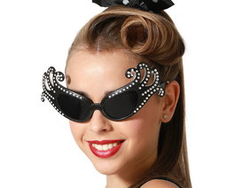 Lunettes de déguisement femme adulte noires avec paillettes - idéales pour carnaval, soirée cabaret, spectacles et fêtes
