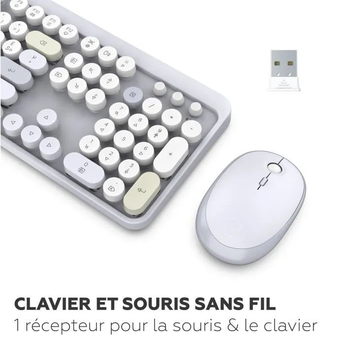 Mobility Lab - Clavier et souris sans fil ergonomiques - Noir - Connectivité 2.4Ghz - Capteur optique - Disposition française AZERTY - 3 boutons programmables - Portée 10 mètres