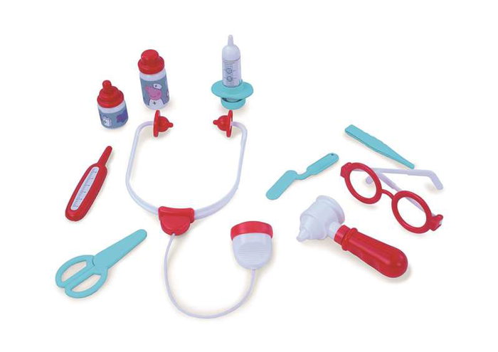 Peppa Pig Maletin de docteur jouet pour enfants avec 10 accessoires - Dimensions: 34x26x9 cm - Langues: Espagnol, Anglais, Allemand, Néerlandais, Russe, Français, Portugais, Italien