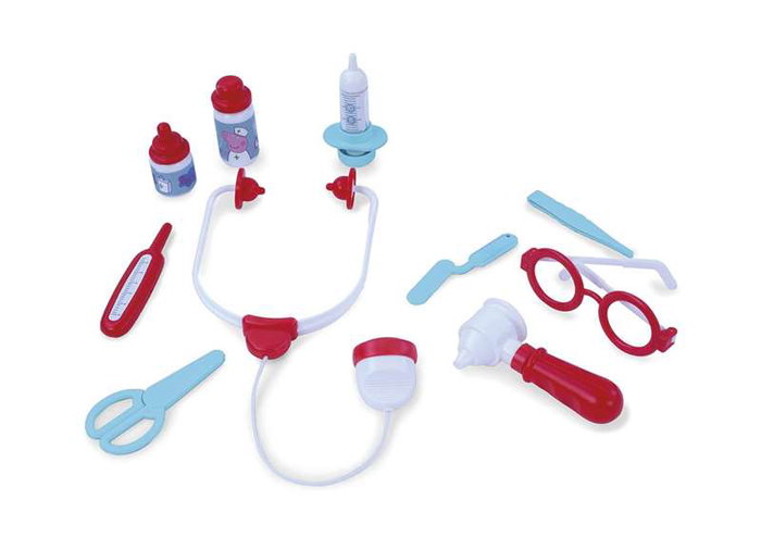 Peppa Pig Maletin de docteur jouet pour enfants avec 10 accessoires - Dimensions: 34x26x9 cm - Langues: Espagnol, Anglais, Allemand, Néerlandais, Russe, Français, Portugais, Italien