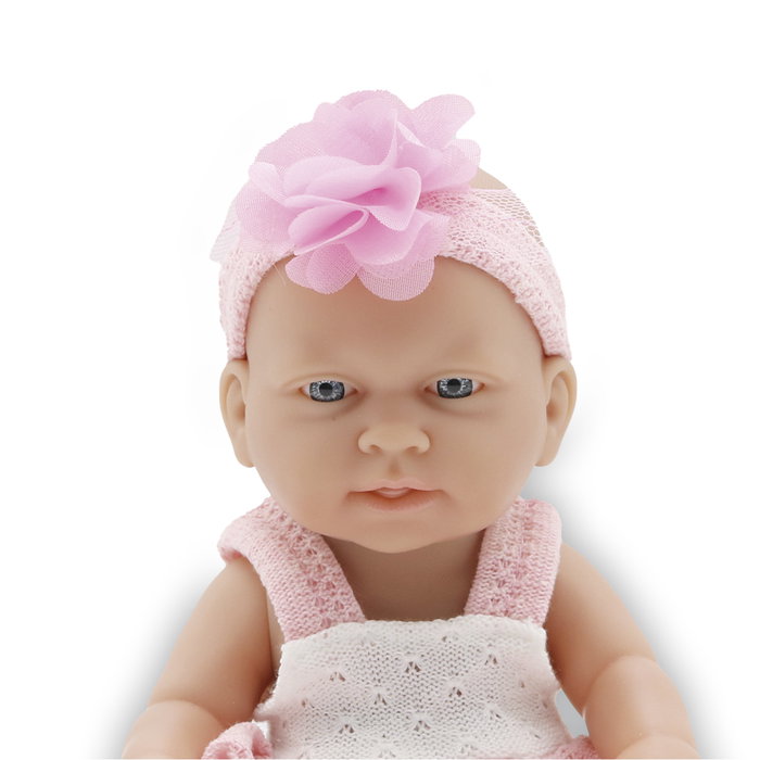 TACHAN - Poupée 26cm avec robe rose et diadème fleuri - Réf. T01066 - Version Espagnol/Portugais/Anglais
