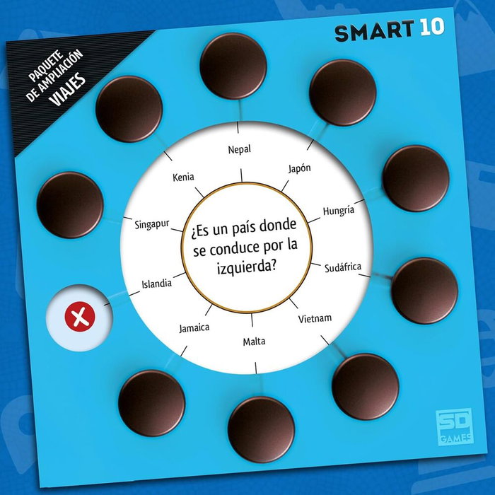 SD GAMES Expansion Voyages pour le Jeu Smart 10 - Version en Espagnol - Extension Thématique de Cartes Questions