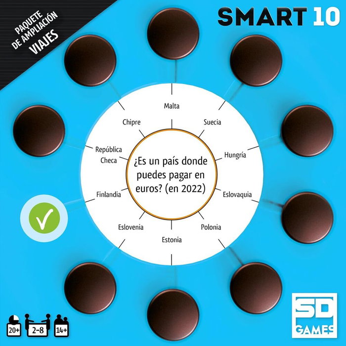 SD GAMES Expansion Voyages pour le Jeu Smart 10 - Version en Espagnol - Extension Thématique de Cartes Questions