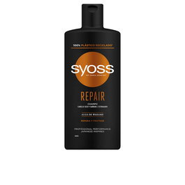 Syoss Shampooing Réparateur pour Cheveux Abîmés - Soin Quotidien Vegan aux Acides Aminés et Algues Wakame, 440 ml