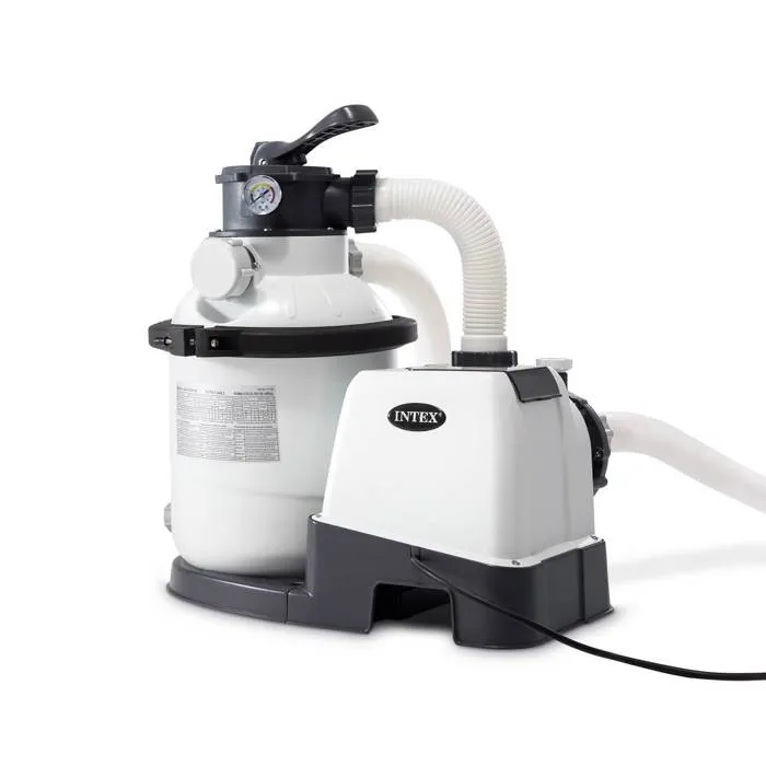 Intex Filtre à sable SX1500 pour piscine jusqu'à 24 m³, 4 m³/h, vanne 6 voies numérique, avec mini pré-filtre et adaptateurs 32-38 mm
