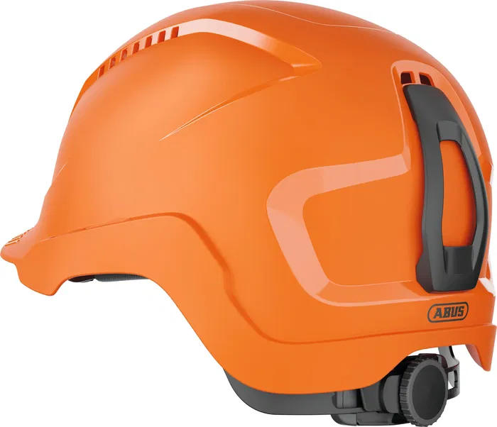 Abus SCATOR Casque de Protection Industrielle Orange avec Suspension 6 Points, Serre-Nuque Réglable, Visière et Euroslot 30 mm pour Chantier et Industrie