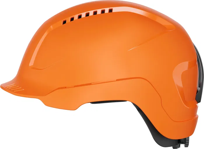 Abus SCATOR Casque de Protection Industrielle Orange avec Suspension 6 Points, Serre-Nuque Réglable, Visière et Euroslot 30 mm pour Chantier et Industrie