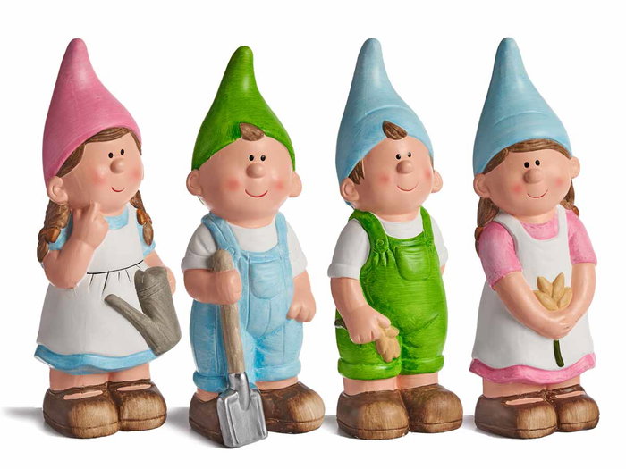 Ibergarden Duende Ceramica 50 cm - Assortiment Couleurs Vives (Bleu, Vert, Rose, Blanc) (Set de 4)