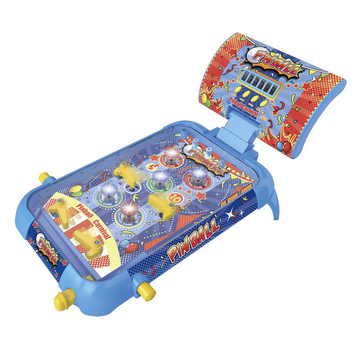 TACHAN Pinball avec lumières et sons, 4 flippers, 5 bumpers, écran digital, multilingue (anglais, français, allemand, italien, portugais, espagnol), pour enfants 3 ans et plus