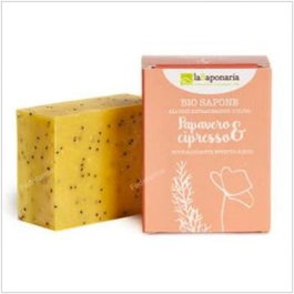 La Saponaria Savon en Pain Coquelicot et Cyprès 100g - Artisanal, Vegan, Exfoliant Doux