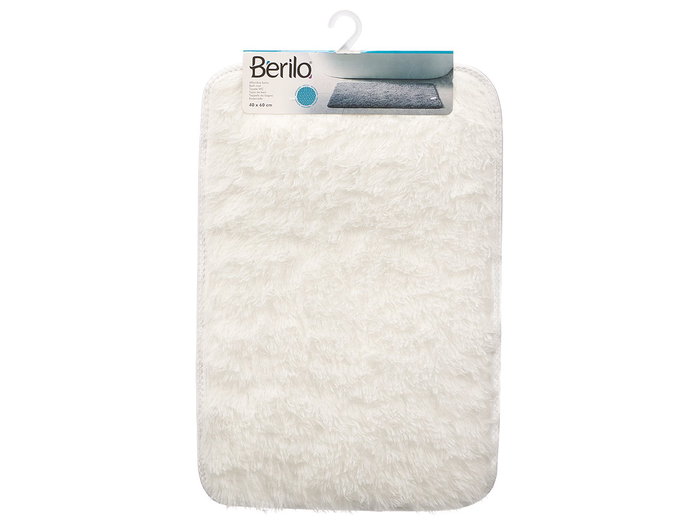 BERILO Tapis de bain à poils blanc 40x60cm