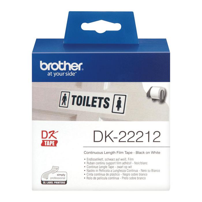 Brother Rouleau de film continu noir sur blanc DK-22212, largeur 62 mm, longueur 15.24 m, pour impressions claires et durables