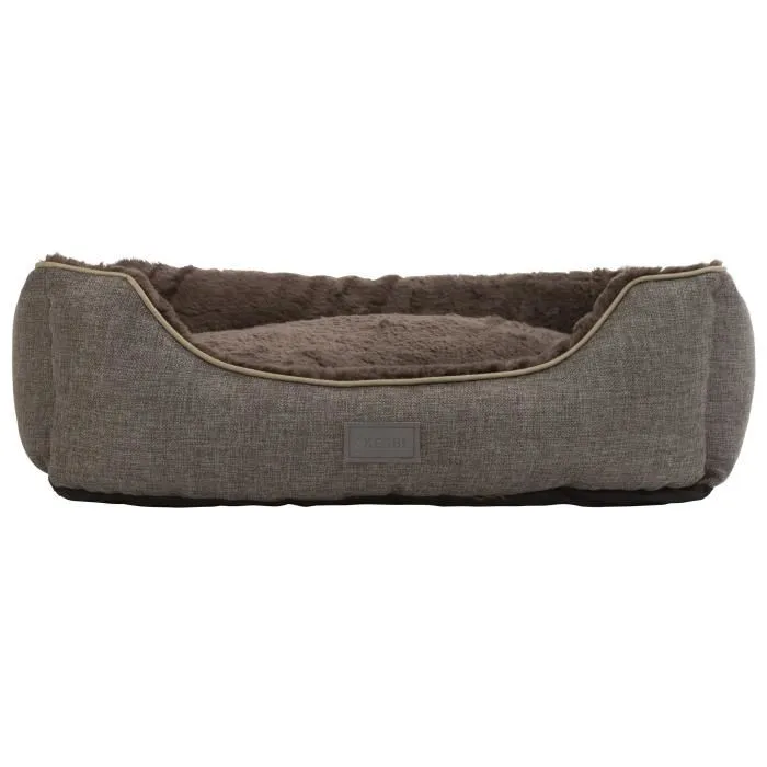 Kerbl - Panier corbeille pour chien Samuel, 50 cm x 40 cm x 15 cm, revêtement moelleux et coussin réversible, gris argenté, lavable