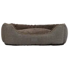 Kerbl - Panier corbeille pour chien Samuel, 50 cm x 40 cm x 15 cm, revêtement moelleux et coussin réversible, gris argenté, lavable