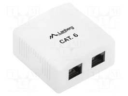 LANBERG Prise murale RJ45 double socle Cat 6 blanc