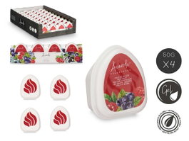 Acorde Lot de 4 Minis Désodorisants Fruits Rouges Gel 24x7x4 cm - Rouge (Set de 12)