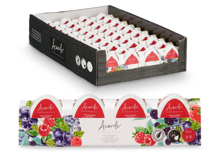 Acorde Lot de 4 Minis Désodorisants Fruits Rouges Gel 24x7x4 cm - Rouge (Set de 12) Acorde Lot de 4 Minis Désodorisants Fruits Rouges Gel 24x7x4 cm - Rouge (Set de 12)