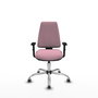 PIQUERAS Y CRESPO Chaise Elche Asynchrone Tissu Rose Structure chromée Accoudoir 1D