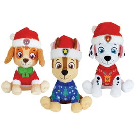 Jemini Lot de 3 peluches Pat'Patrouille Chase, Stella et Marcus version Noël +/- 17 cm
