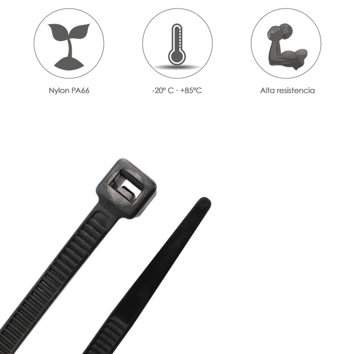 WOLFPACK LINEA PROFESIONAL Colliers de serrage en nylon noir 3,5 x 280 mm, sac de 100 unités