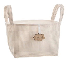 Creaciones Llopis - Panier avec anses motif vichy marron 17 x 13,5 x 20 cm en polyester