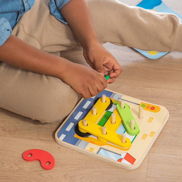 Goula - Color Forms 53474 - Jeu éducatif en bois pour enfants de 3 ans et plus avec 22 pièces de couleur et 8 planches illustrées recto-verso