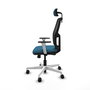 Chaise Alfera Synchrone/Traslack Maille/tissu Vert pétrole Maille Noir Structure polyamide blanc Accoudoirs noirs et blancs Appui-tête 2D Roulettes 65mm nylon