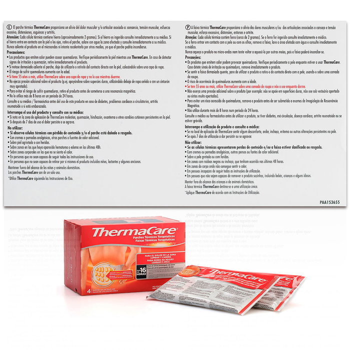 Thermacare Patchs chauffants lombaires et de hanche, 4 unités
