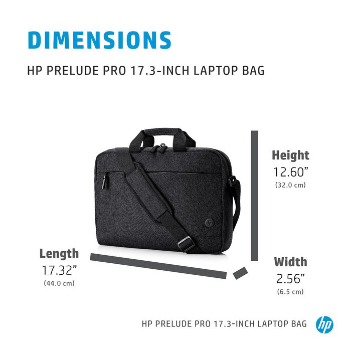HP Sacoche pour ordinateur portable 17,3 pouces Prelude - Ultra-léger, étanche et rembourré, avec sangle de transport et compartiments organisateurs