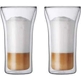 Bodum Assam - Set de 2 verres à double paroi en verre borosilicate - 0.2L - Isotherme et sans condensation - Transparent - Pour boissons chaudes et froides