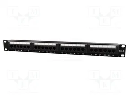 GEMBIRD Panneau de brassage Cat 6, 24 ports RJ45, Rack 19 pouces, noir
