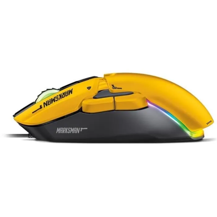 Yenkee Souris Gaming MARKSMAN YMS 3600YW - Filaire Modulaire, Capteur Pixart 3327 12400 DPI, RGB Personnalisable, Coques Interchangeables