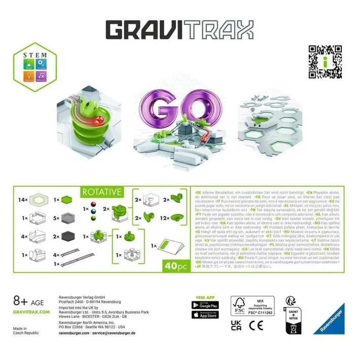 Ravensburger Gravitrax GO Rotative - Jeu de construction STEM à billes avec 40 pièces - Pour enfants dès 8 ans