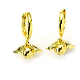THE CARAT SHOP - Boucles d'oreilles Snitch Dorée Harry Potter - Inspirées du Quidditch - Amulette sur Anneau - Alliage de Zinc sans Nickel