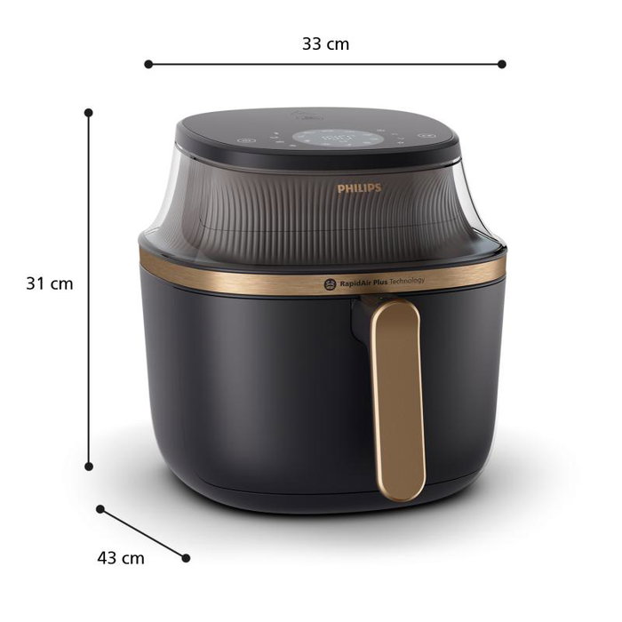 Philips NA332/00 Friteuse sans huile Airfryer 1700W - 6,2 Litres - Noir Cuivre
