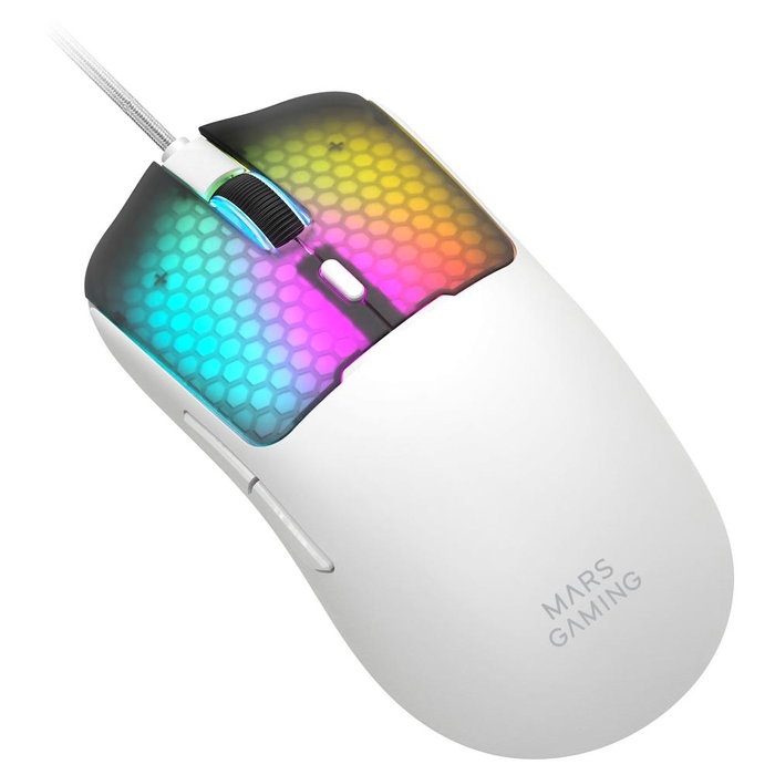 Mars Gaming MM-VIPER Souris Gaming Ultralégère 56g RGB Blanc - Souris Filaire avec Capteur Optique 12800 DPI